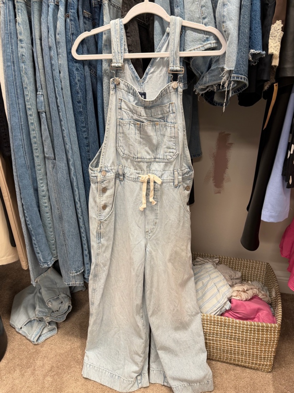 GAP Light Blue Denim Overalls with Wide Legs